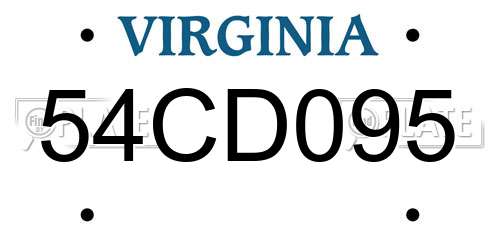 54CD095 Virginia License Plate