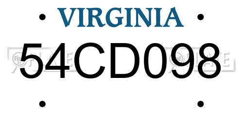 54CD098 Virginia License Plate