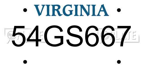 54GS667 Virginia License Plate