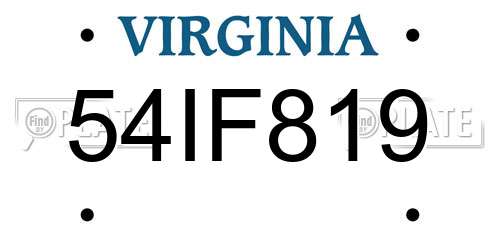 54IF819 Virginia License Plate