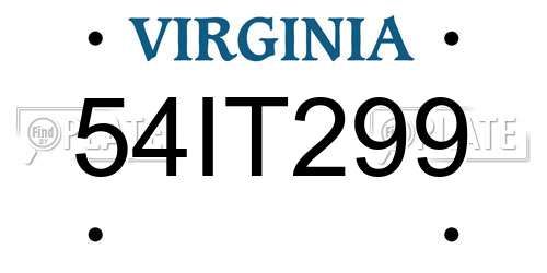 54IT299 Virginia License Plate