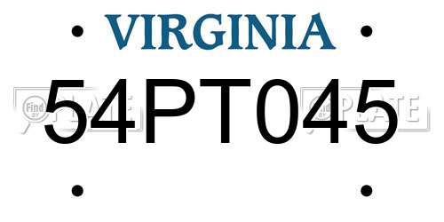 54PT045 Virginia License Plate