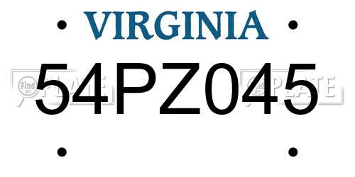 54PZ045 Virginia License Plate