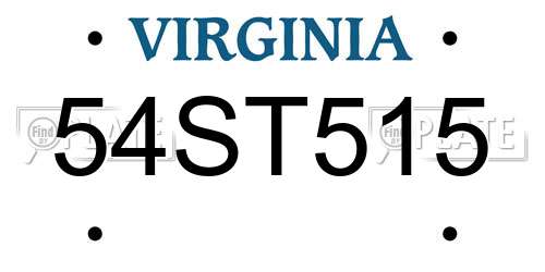 54ST515 Virginia License Plate