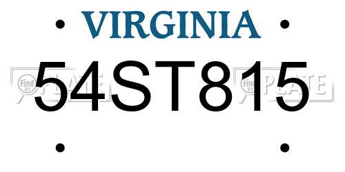 54ST815 Virginia License Plate