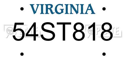 54ST818 Virginia License Plate