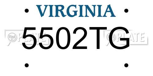 5502TG Virginia License Plate