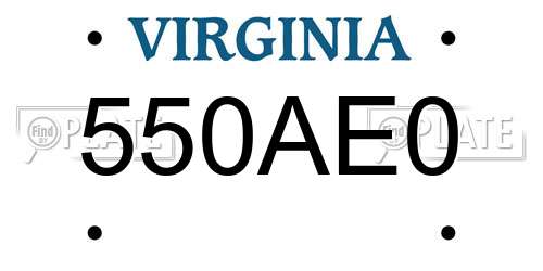 550AE0 Virginia License Plate
