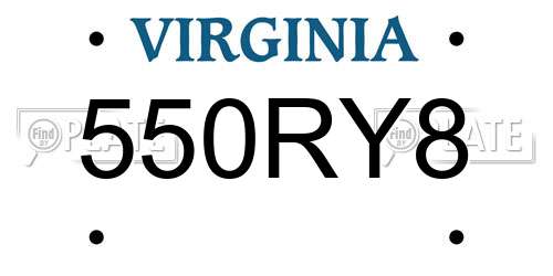550RY8 Virginia License Plate
