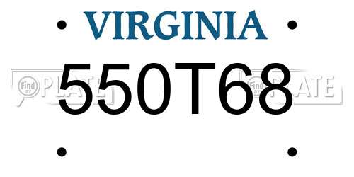 550T68 Virginia License Plate