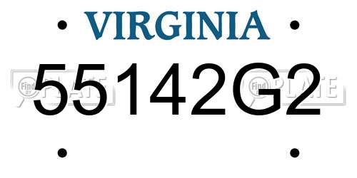 55142G2 Virginia License Plate