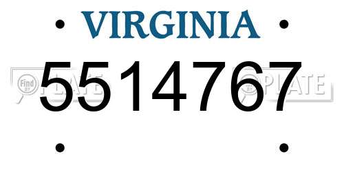 5514767 Virginia License Plate