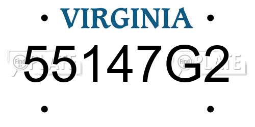 55147G2 Virginia License Plate