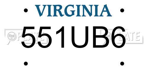 551UB6 Virginia License Plate