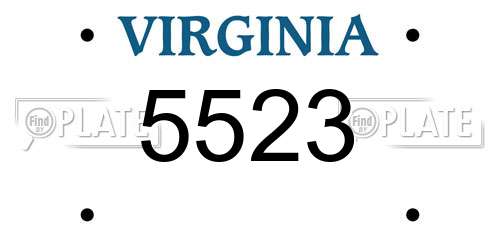 5523 Virginia License Plate