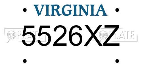5526XZ Virginia License Plate