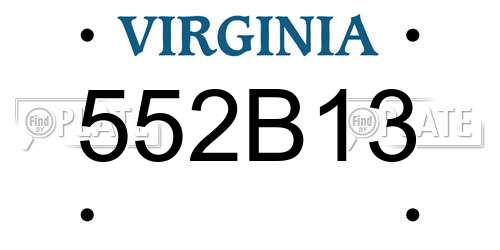 552B13 Virginia License Plate