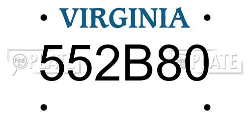552B80 Virginia License Plate