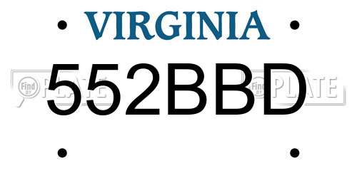 552BBD Virginia License Plate