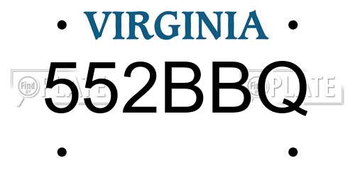 552BBQ Virginia License Plate