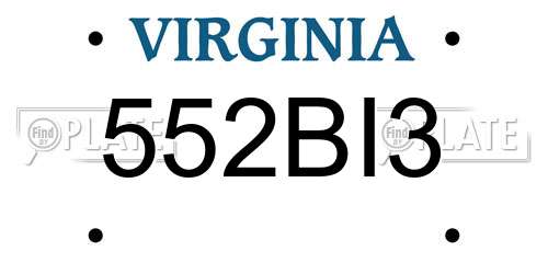 552BI3 Virginia License Plate