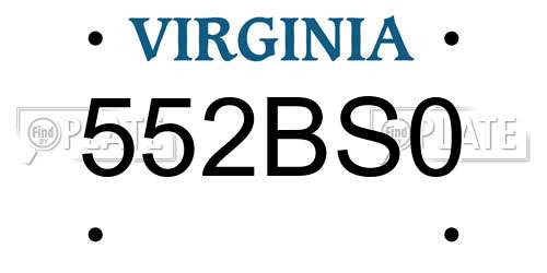 552BS0 Virginia License Plate