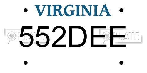 552DEE Virginia License Plate