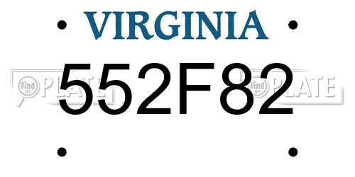 552F82 Virginia License Plate
