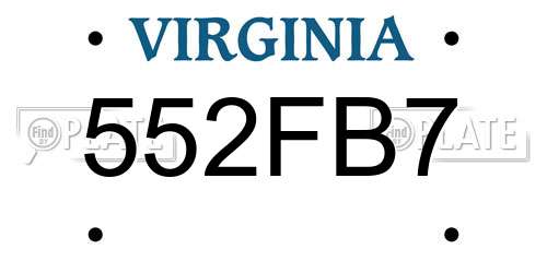 552FB7 Virginia License Plate