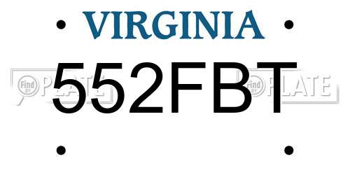 552FBT Virginia License Plate