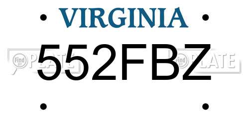 552FBZ Virginia License Plate