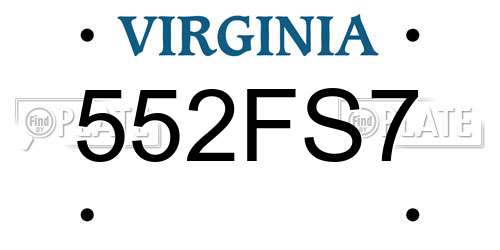 552FS7 Virginia License Plate
