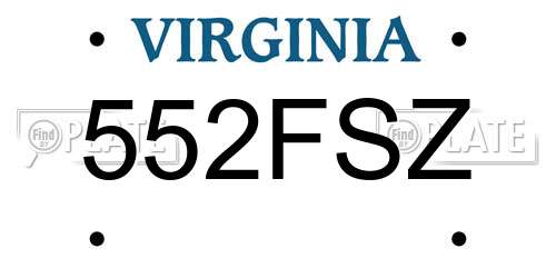 552FSZ Virginia License Plate