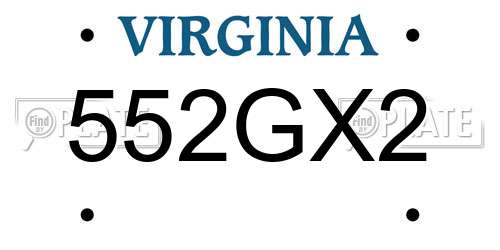 552GX2 Virginia License Plate