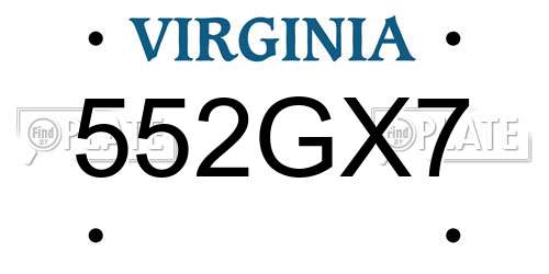 552GX7 Virginia License Plate