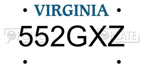 552GXZ Virginia License Plate