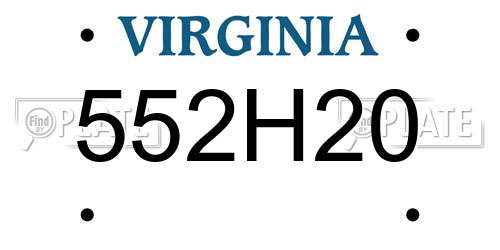 552H20 Virginia License Plate