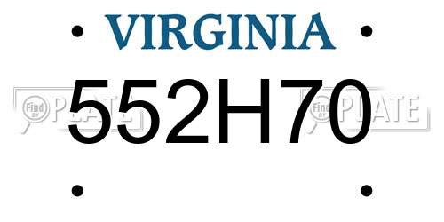 552H70 Virginia License Plate
