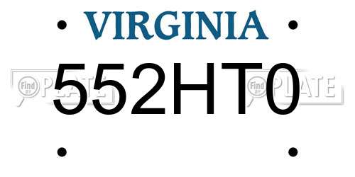 552HT0 Virginia License Plate