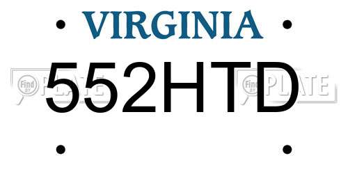 552HTD Virginia License Plate