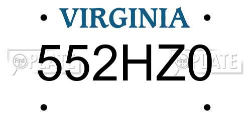 552HZ0 Virginia License Plate