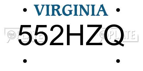 552HZQ Virginia License Plate