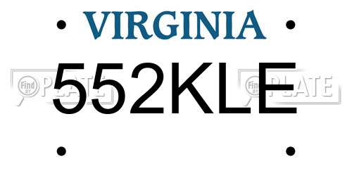 552KLE Virginia License Plate