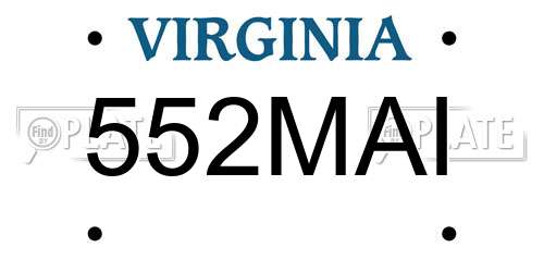 552MAI Virginia License Plate