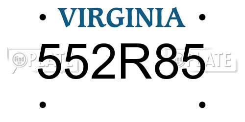 552R85 Virginia License Plate