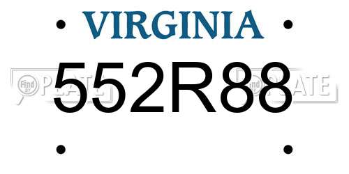 552R88 Virginia License Plate