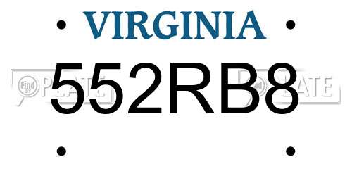 552RB8 Virginia License Plate