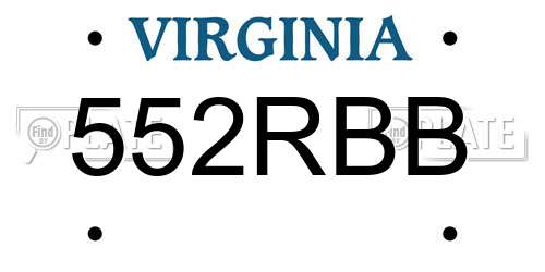 552RBB Virginia License Plate