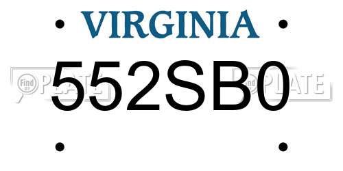 552SB0 Virginia License Plate