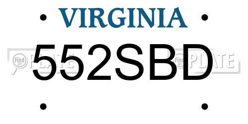 552SBD Virginia License Plate